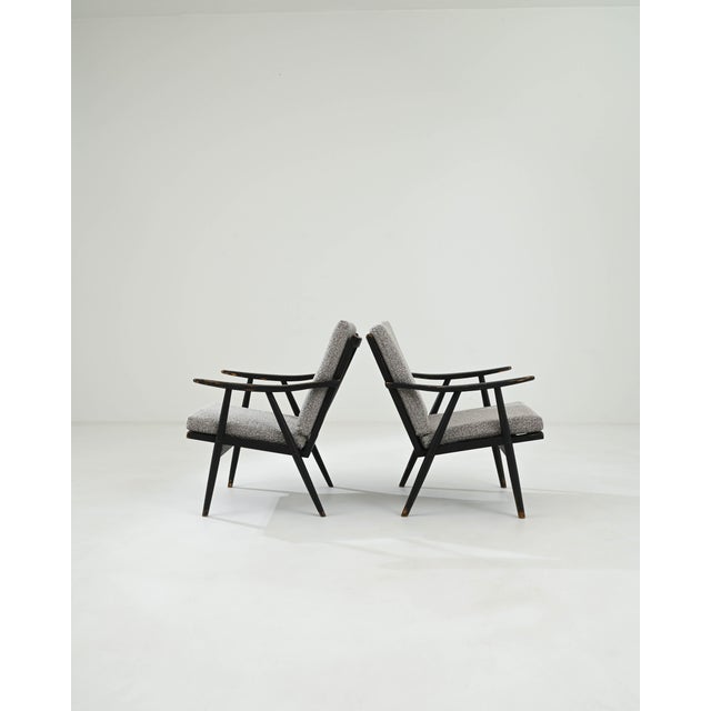 Black 1960s Czech Upholstered Armchairs, a Pair For Sale - Image 8 of 12