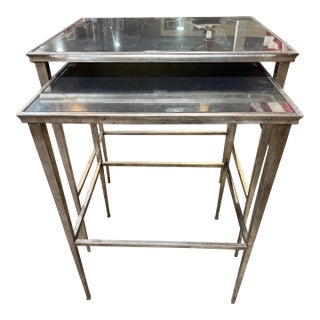 Restoration Hardware Mirrored Nesting Table - Set of Two For Sale