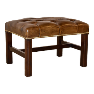 Edwardian Mahogany Tufted Leather Stool