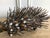 A pair of echidna sculpture carved from wood with found branches made by Australian Aboriginal artist Bob Burruwal (Born...