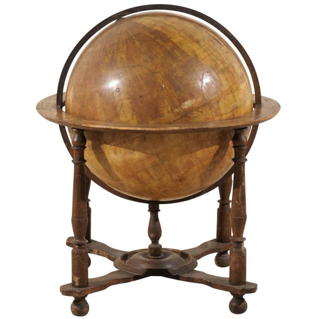 19th Century Italian Heavily Foxed Globe on Wood Stand For Sale - Image 10 of 10