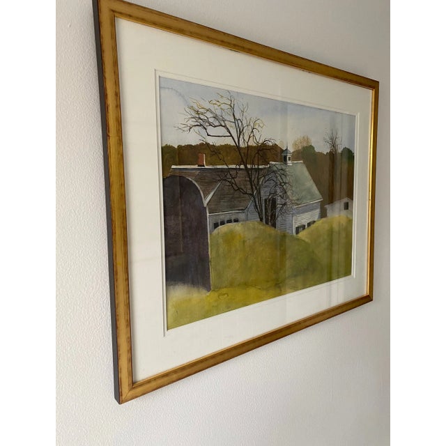 2010s Contemporary Bucolic Landscape Watercolor Painting, Framed For Sale - Image 5 of 7