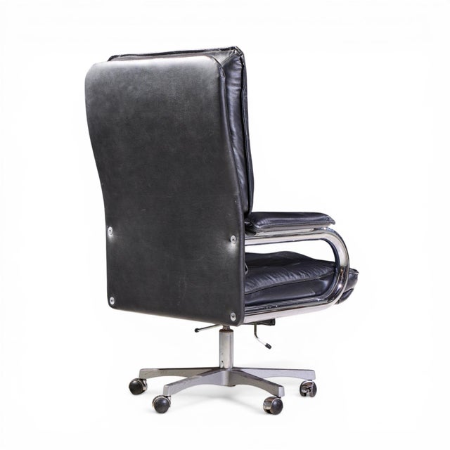 Metal Guido Faleschini for Mariani Mid Century "Big" Executive Leather Desk Chair For Sale - Image 7 of 10
