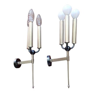 Mid-Century Modern Three-Flame Wall Lamps, 1950s, Set of 2 For Sale