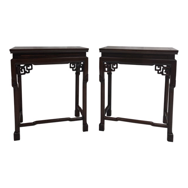 Late 19th Century Carved Polished Rosewood Side Tables - a Pair For Sale