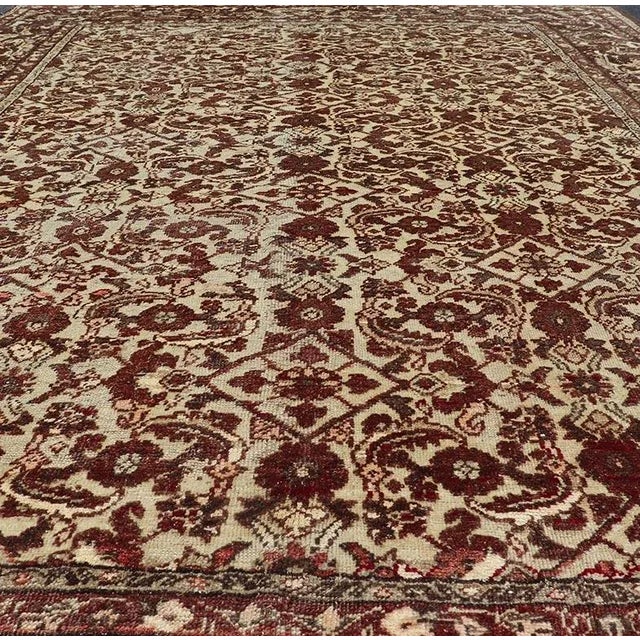 Antique Turkish Sivas Rug With Tan Background and Maroon, Eggplant, Brown Color For Sale - Image 10 of 13