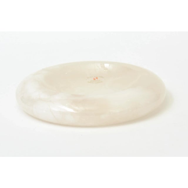 Italian Round Alabaster Bowl With Lip With Sticker 90's For Sale - Image 4 of 8
