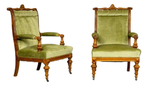 Green Armchairs, Set of 2