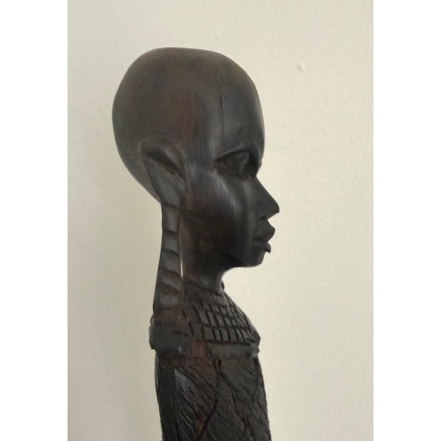Vintage African Ebony 24" Sculptures Tall and Heavy - a Pair For Sale - Image 11 of 12