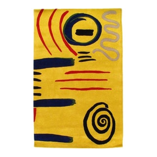 Pasargad DC Modern Hand Tufted Wool Yellow Area Rug For Sale