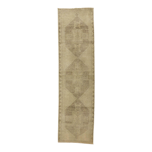 Vintage Turkish Oushak Rug Runner - 03'06 X 12'10