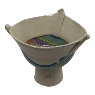 Late 20th Century Rainbow Studio Pottery Pedestal Bowl For Sale