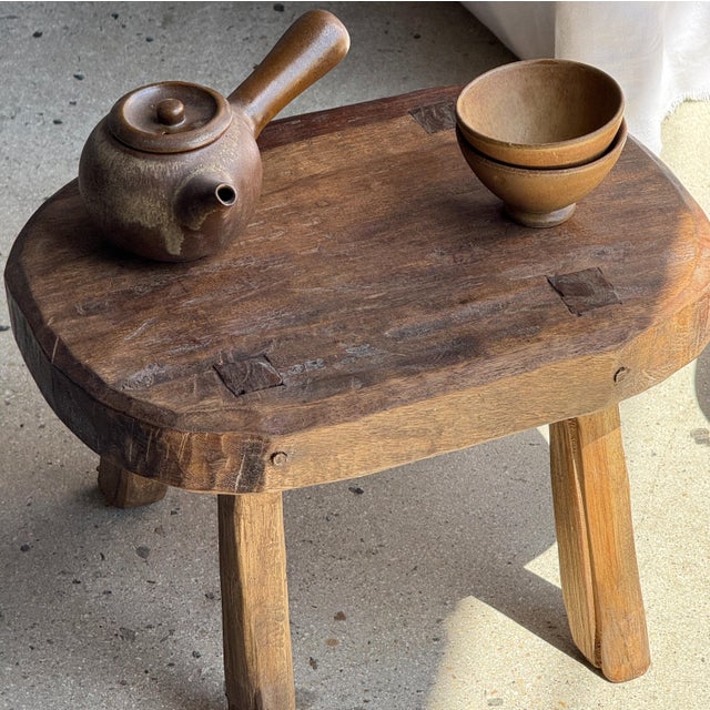 Small Oval Teak Occasional Stool For Sale - Image 11 of 18