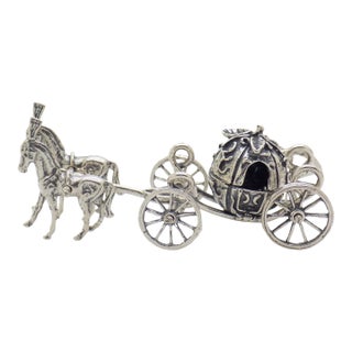 Vintage Italian Handmade Genuine Silver Cinderella Princess Carriage Solid Figurine, Made in Tuscany (Arezzo, Italy) For Sale