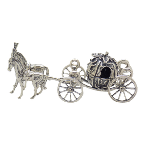 Vintage Italian Handmade Genuine Silver Cinderella Princess Carriage Solid Figurine, Made in Tuscany (Arezzo, Italy)