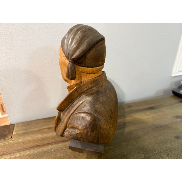 Vintage Hans Huggler Wyss Wood Carved Bust Old Man - Unsigned For Sale - Image 18 of 18