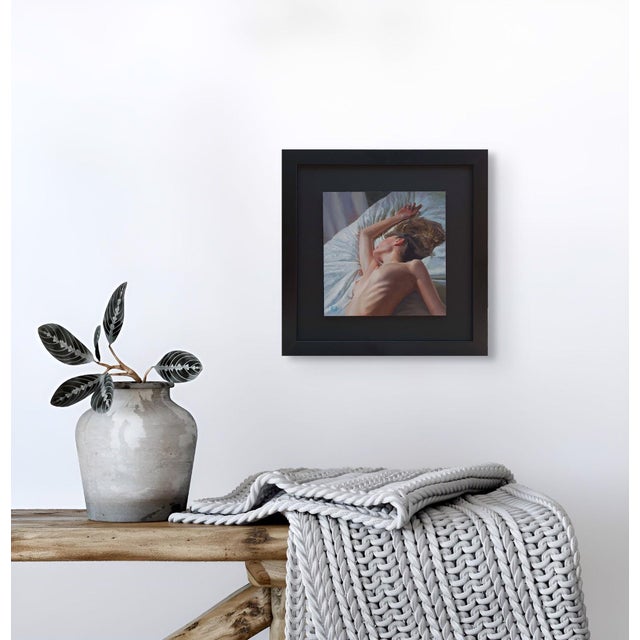 Early 21st Century Solitude I by Linda Delahaye | Oil on Artefex panel Nude figure resting on a bed. For Sale - Image 5 of 5