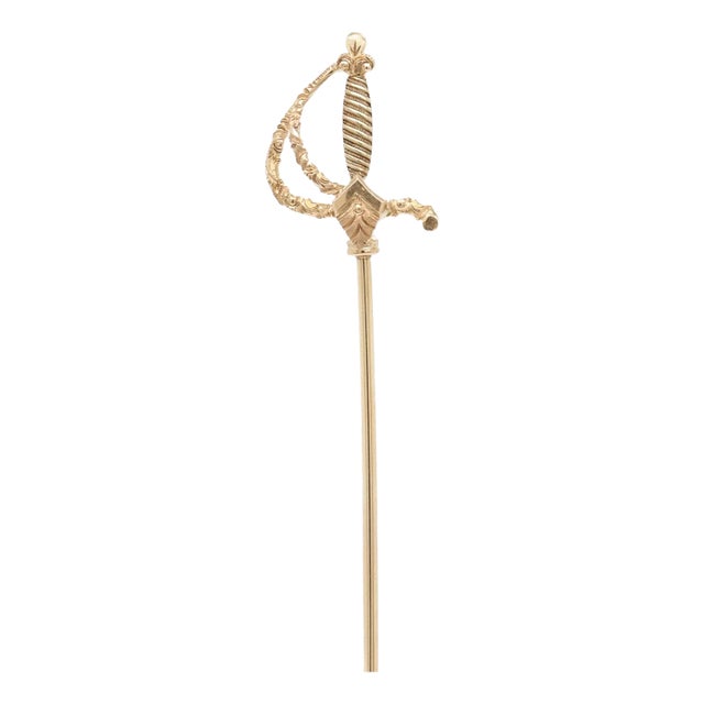 Vintage 14k Gold Figural Rapier or Dueling Sword Stickpin For Sale