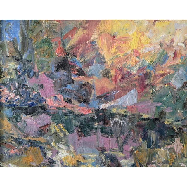 Original Abstract Expressionist "Sunrise" Oil Painting in Ornate Gold Frame For Sale - Image 4 of 9