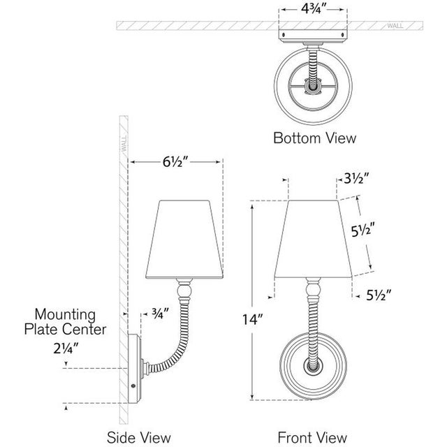 2020s Chapman & Myers for Visual Comfort Signature Basden Medium Sconce in Polished Nickel and Black Rattan with Linen Shade For Sale - Image 5 of 6