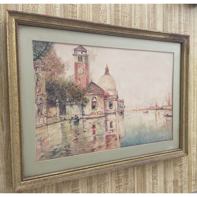 Paint Framed Watercolor of Venice For Sale - Image 7 of 7
