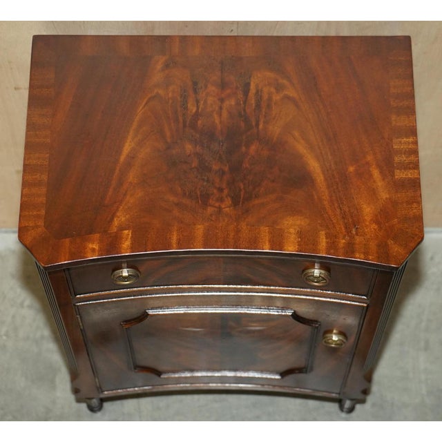 Vintage Bow Fronted Flamed Hardwood Tables, Set of 2 For Sale - Image 14 of 18