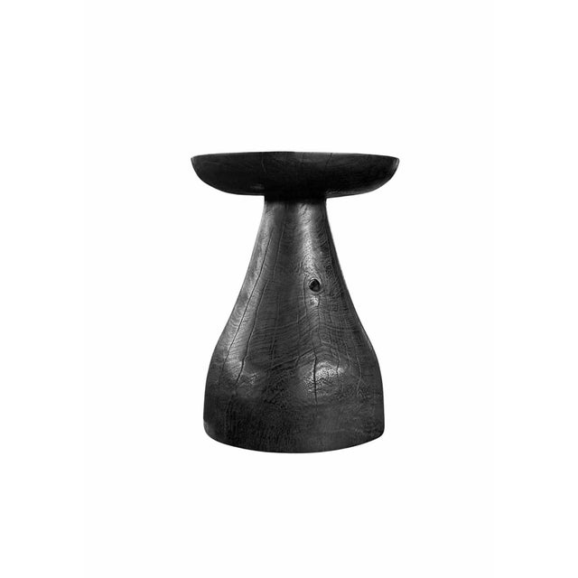 Sculptural Suar Wood Side Table, Burnt Finish Modern Organic For Sale - Image 4 of 5