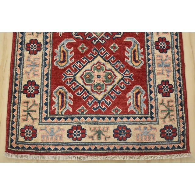 Kazak Runner 2′ X 7’10” Red Wool Tribal Hand-Knotted Oriental Rug For Sale - Image 9 of 12
