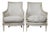 Pair of 19th Century French Directoire Upholstered Bergères with Twisted Columns For Sale