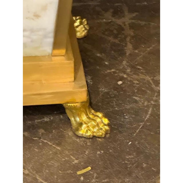 Empire Design Carrara Marble and Gilt Bronze Pedestal For Sale In Dallas - Image 6 of 7