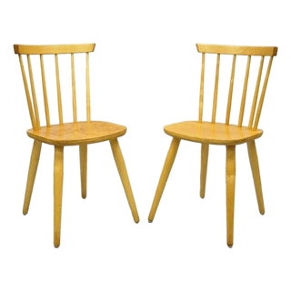 Vintage Mid Century Modern Spindle Back Birch Maple Side Chairs - A Pair For Sale