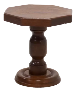 Stained Oak Pedestal Side Table, 1960s