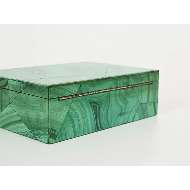 Mid-Century Modern Italian Jewelry Decorative Box in Green Malachite Marble, 1950s For Sale - Image 10 of 14