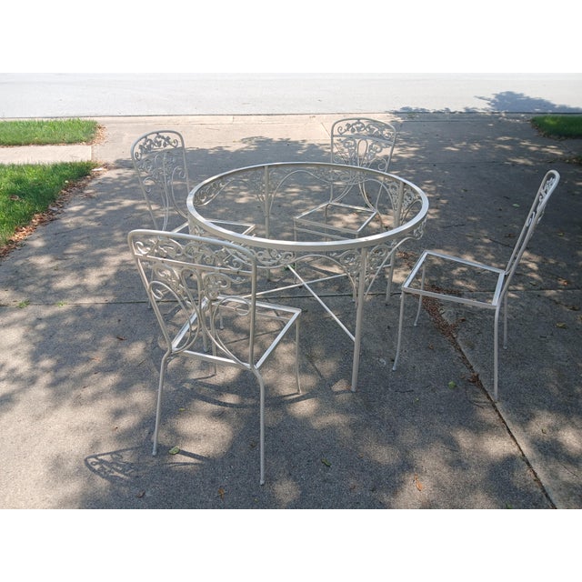 Vintage Wrought Iron 5 Piece Patio Set For Sale - Image 11 of 13