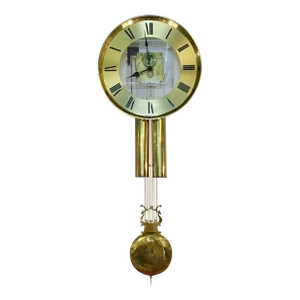 1960s Howard Miller Plexiglass and Gold Finish Wall Clock