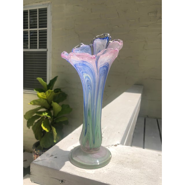 Vintage Blue Murano Flower Vase Chairish