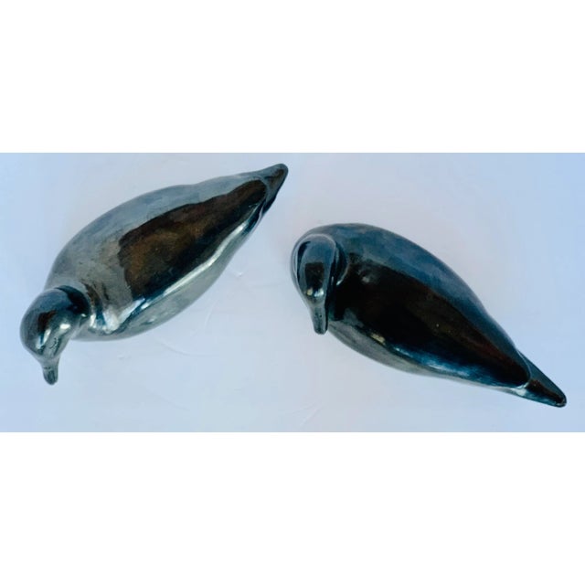 Mexican Vintage Oaxaca, Mexico Black Pottery Ducks, Artist Signed by Doña Rosa, Coyotepec- A Pair For Sale - Image 3 of 12