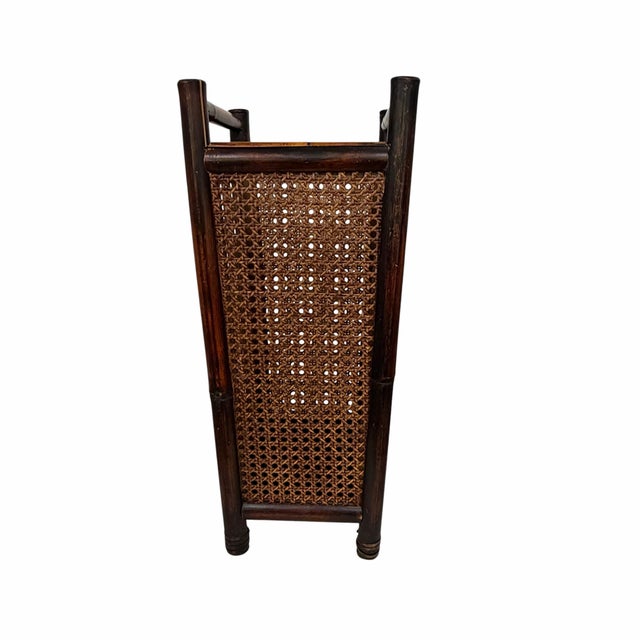 Wood Vintage Bamboo and Cane Umbrella Stand For Sale - Image 7 of 7