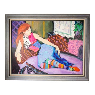 “Striped Stockings” Acrylic on Canvas Painting by Alan Lane Gass For Sale