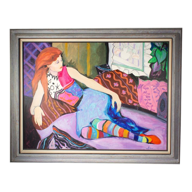 “Striped Stockings” Acrylic on Canvas Painting by Alan Lane Gass For Sale