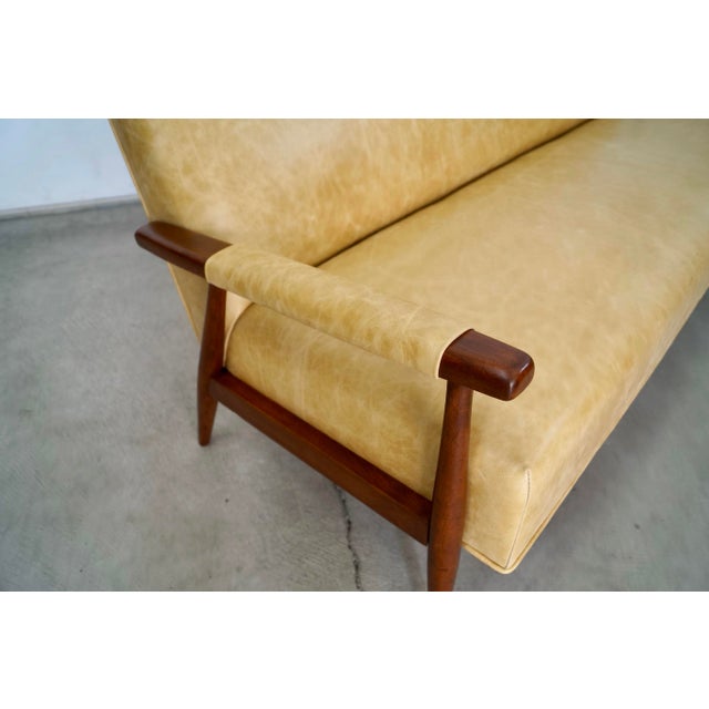 1950’s Mid-Century Modern Leather Lounge Sofa For Sale - Image 10 of 12