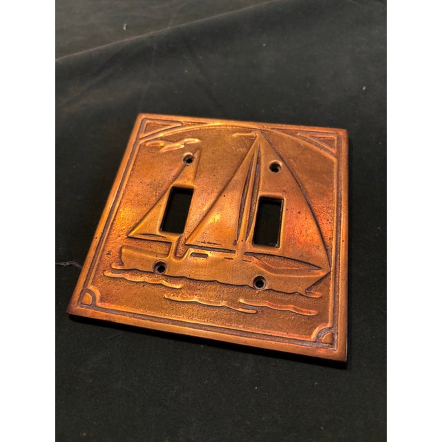 1990s 1990s Sailboat Brass Light Switch Cover For Sale - Image 5 of 5