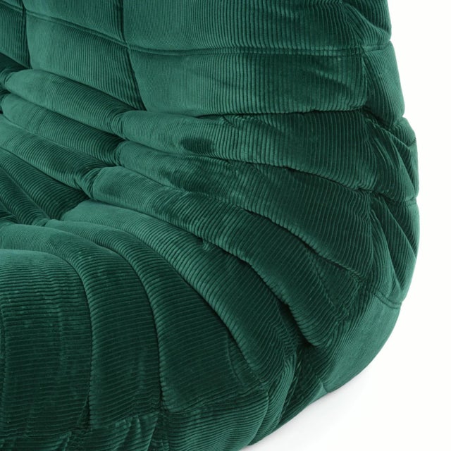 2000 - 2009 Togo Loveseat in Emerald Corduroy - Original Vintage Ligne Roset For Sale - Image 5 of 10