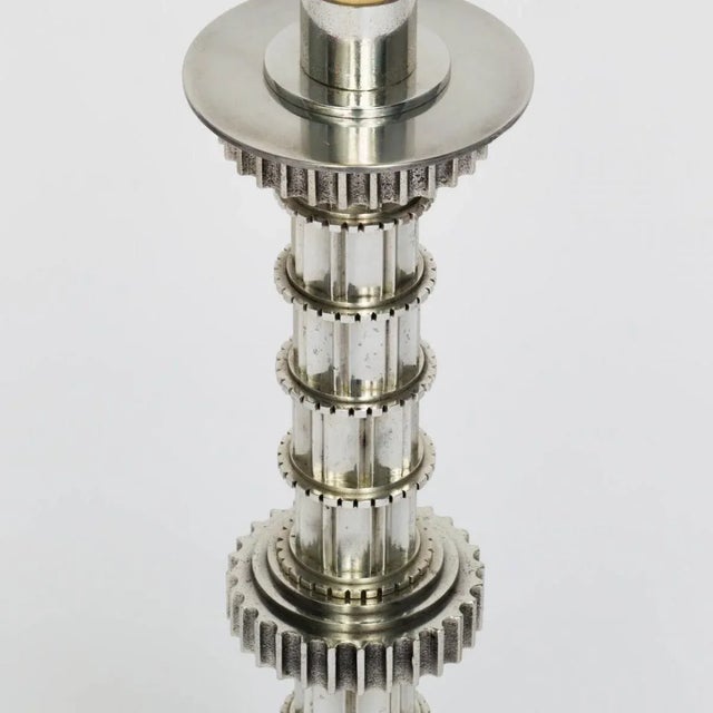 1970s Machine Age Cast Aluminum Lamps - A Pair For Sale - Image 5 of 8