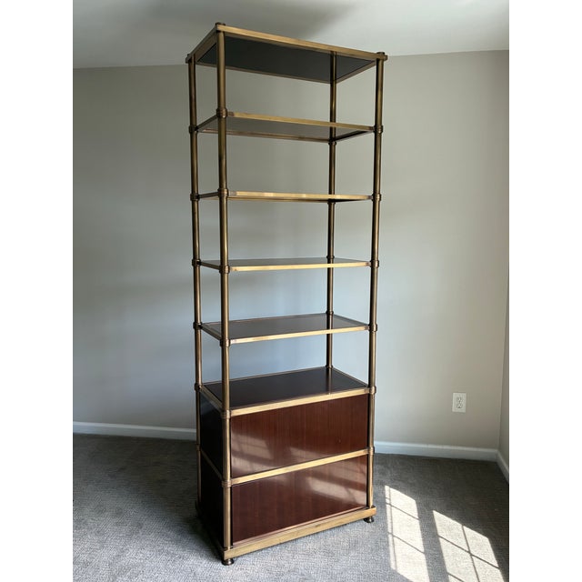 Baker Furniture Company Late 20th Century Laura Kirar for Baker Modern Brass and Wood Frazier Etagere For Sale - Image 4 of 12