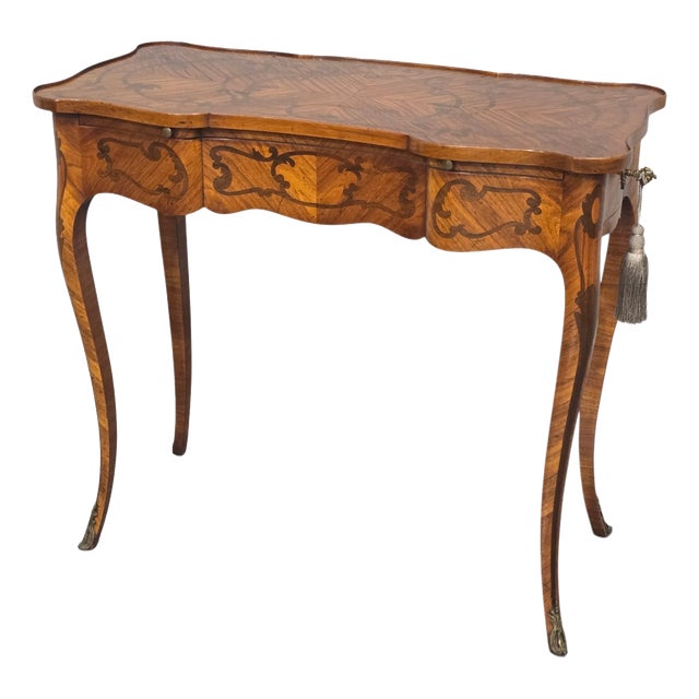 Small French Marquetry Writing Table, 1920 For Sale