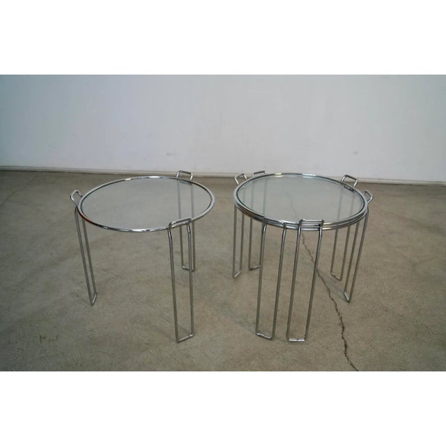1970’s Saporiti Italian Chrome Nesting Drink Tables - Set of Three For Sale - Image 11 of 13