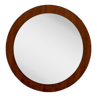 Danish Teak Round Wall Mirror Mid-Century Modern 1960s For Sale