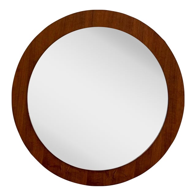 Danish Teak Round Wall Mirror Mid-Century Modern 1960s For Sale