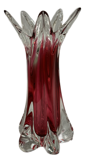 Large Sculptural Pink Art Glass Vase in the style of Chribska, 1970s